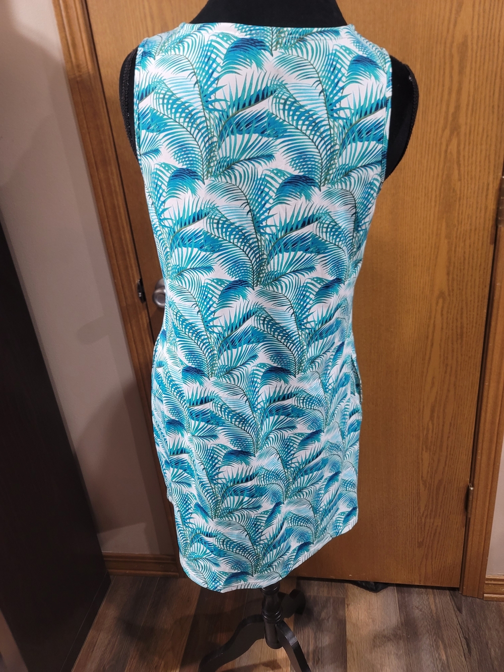 Tommy Bahama Blue Tropical Palm Print Sleeveless Shift Dress Medium - Picture 6 of 11
